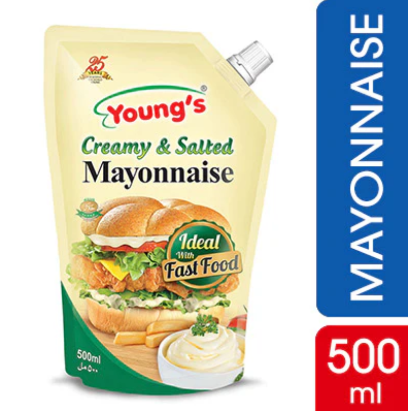 Youngs Creamy & Salted Mayonnaise 500ml Pouch